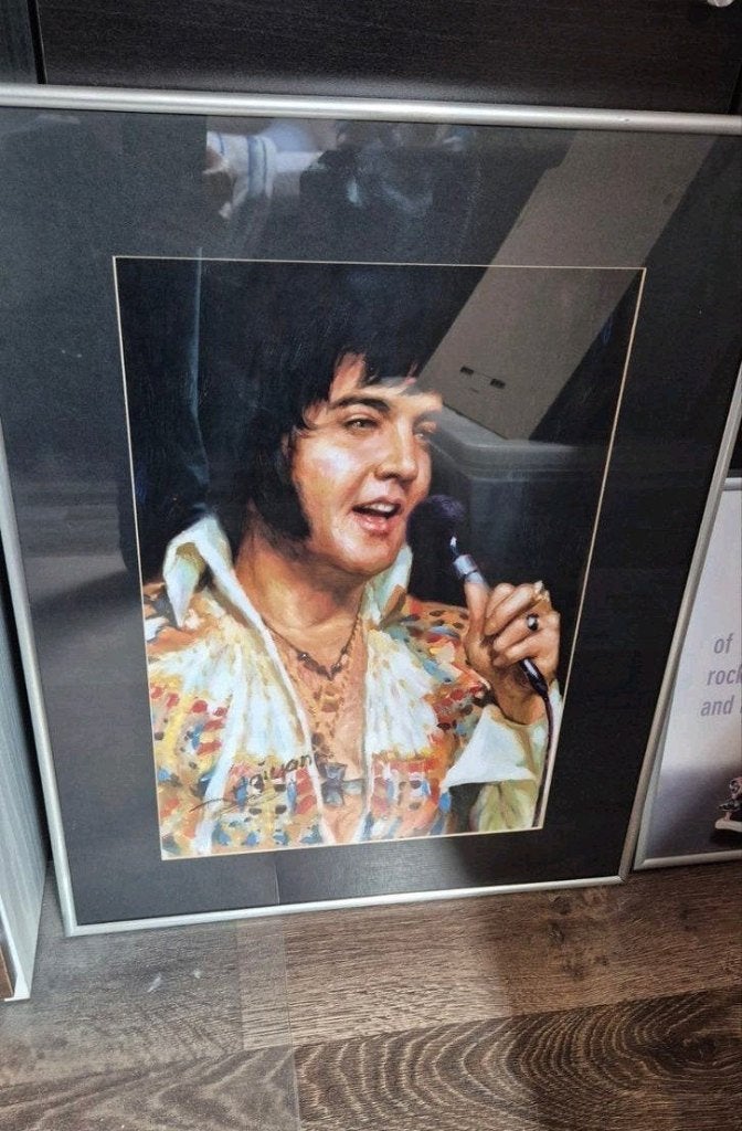 Elvis Presley Portret Schilderij - Ingelijst, Antiek en Kunst, Ophalen of Verzenden