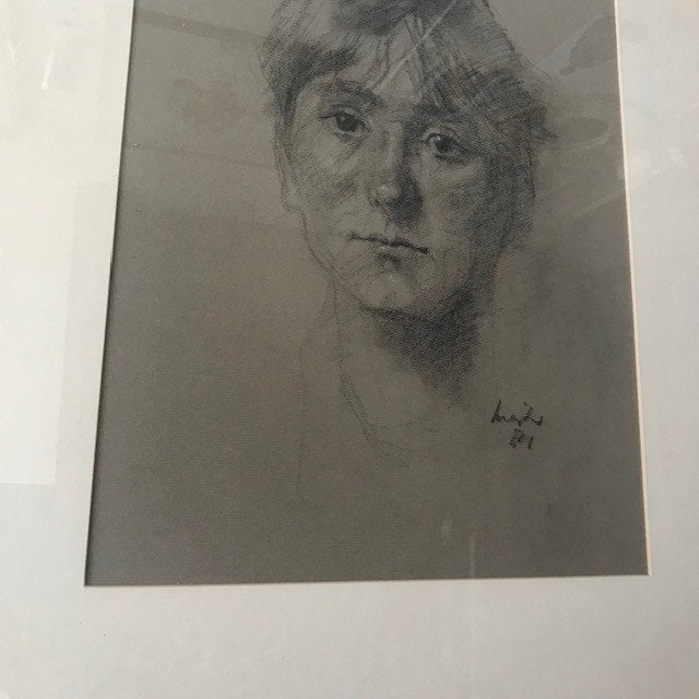 Joop Liesker (1920 - 2004)........'Portret van jonge man', Ophalen, Tekening, Gesigneerd