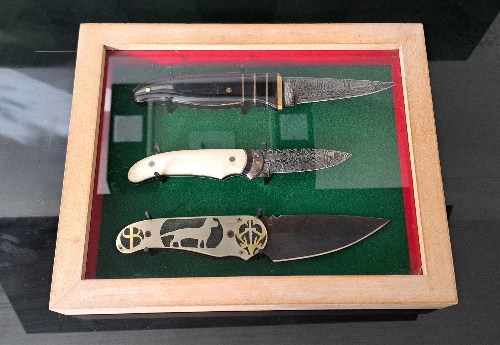 Set van 3 Damascus messen: buffelhoorn, kamelenbeen, staal, Ophalen of Verzenden