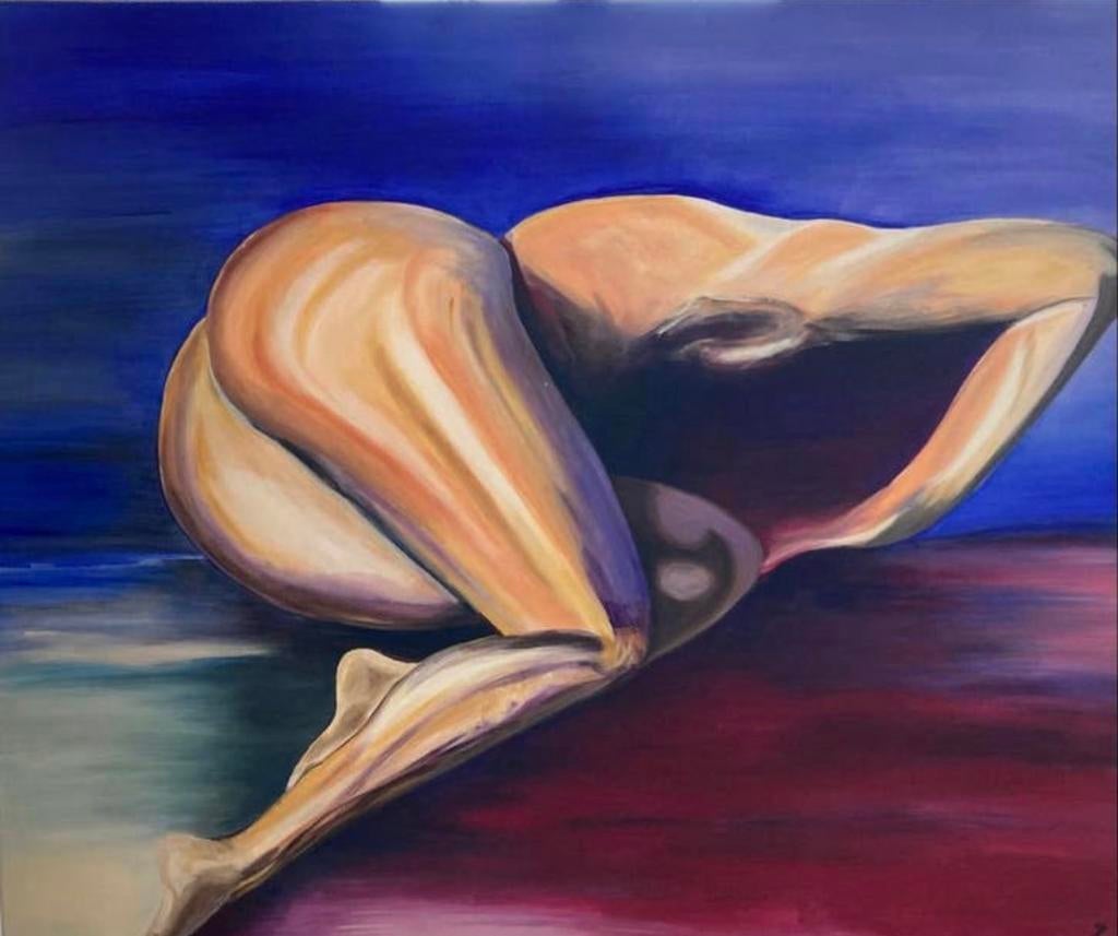 Acryl Liggend naakt, Ophalen