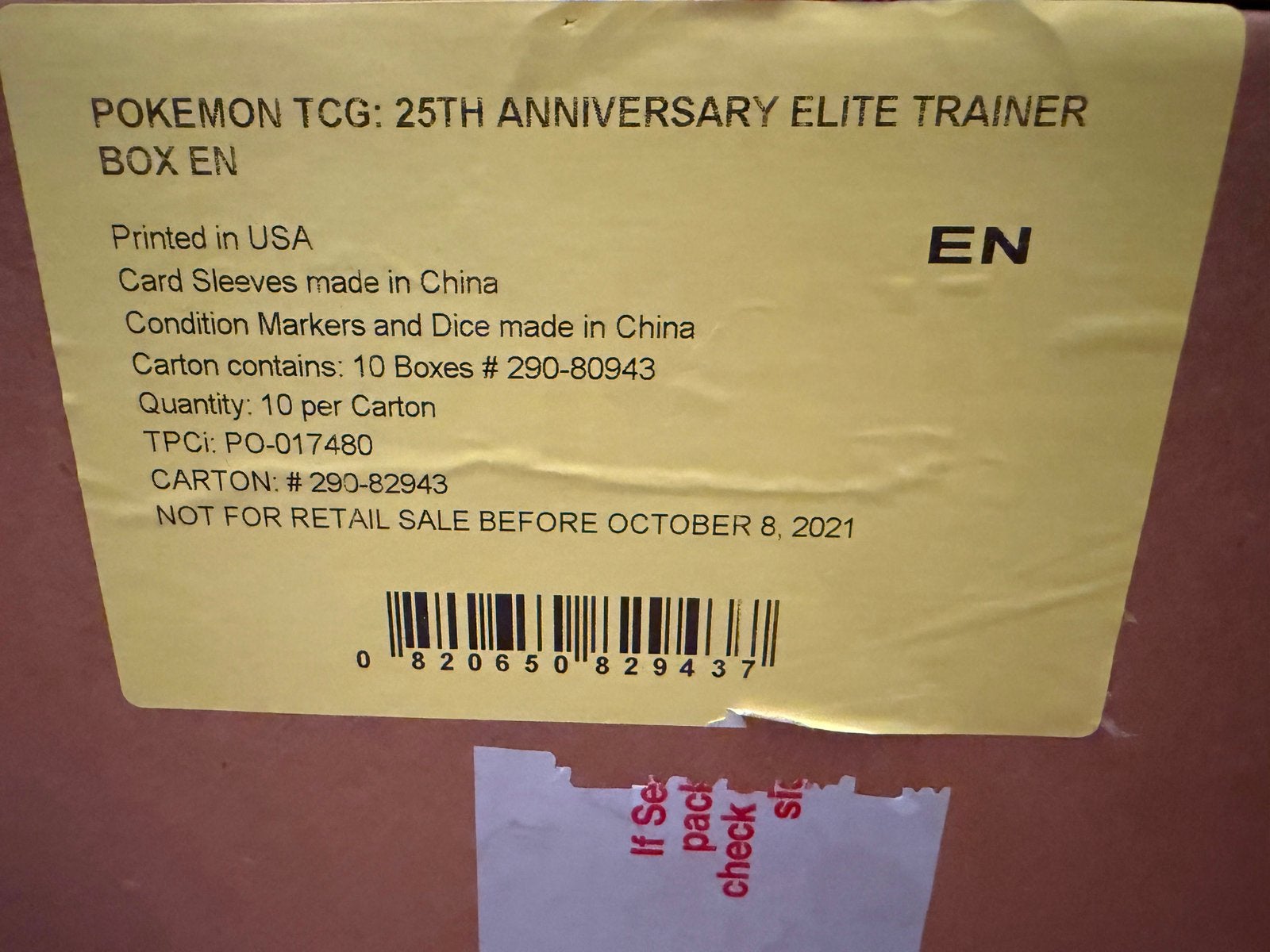 Pokémon 25th Celebrations Elite Trainer Box Case, Ophalen of Verzenden, Zo goed als nieuw, Boosterbox