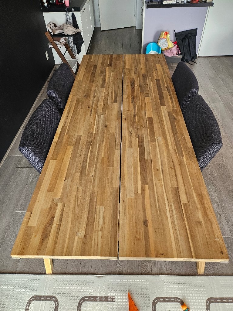 Houten eettafel 240cm, Ophalen, Gebruikt, 100 tot 150 cm, 200 cm of meer