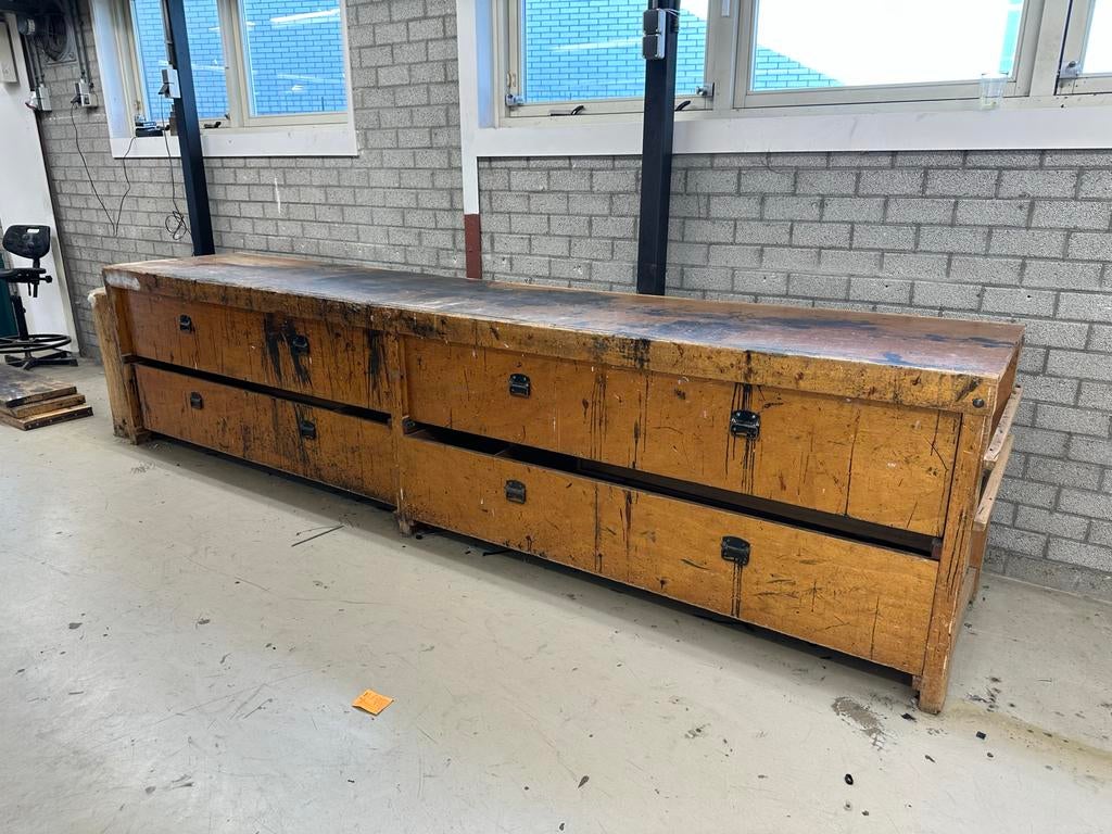 Robuuste Oude Werkbank uit Zadelmakerij - Uniek Stuk, Ophalen, Gebruikt, 170 cm of meer