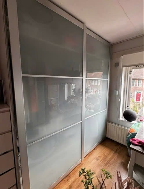 Pax 2 glazen schuif deuren, Ophalen, Minder dan 25 cm, 50 tot 100 cm, 200 cm of meer
