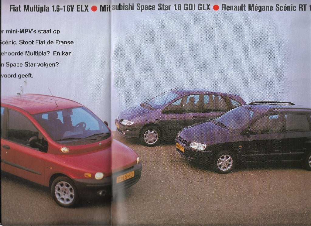 Triotest  Renault Scénic, Fiat Multipla, Mitsubishi Space., Ophalen of Verzenden, Zo goed als nieuw, Autovisie, Renault