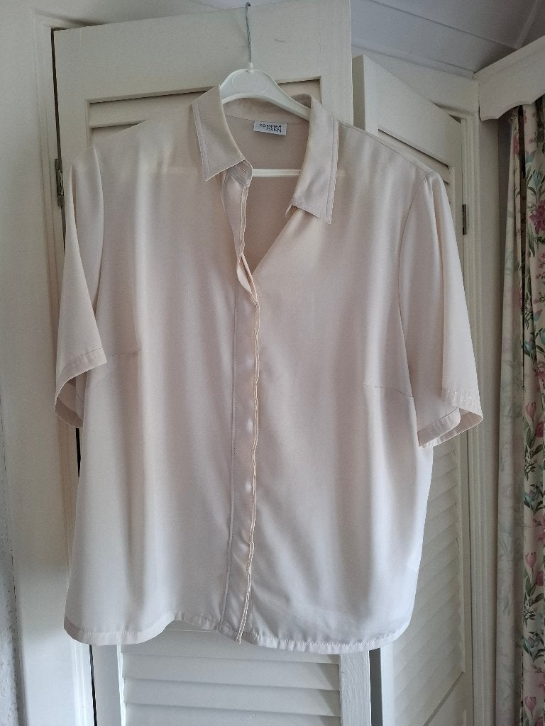 Sommer Mann dames blouse zgan maat 46 korte mouw, Ophalen, Sommermann, Beige, Maat 46/48 (XL) of groter
