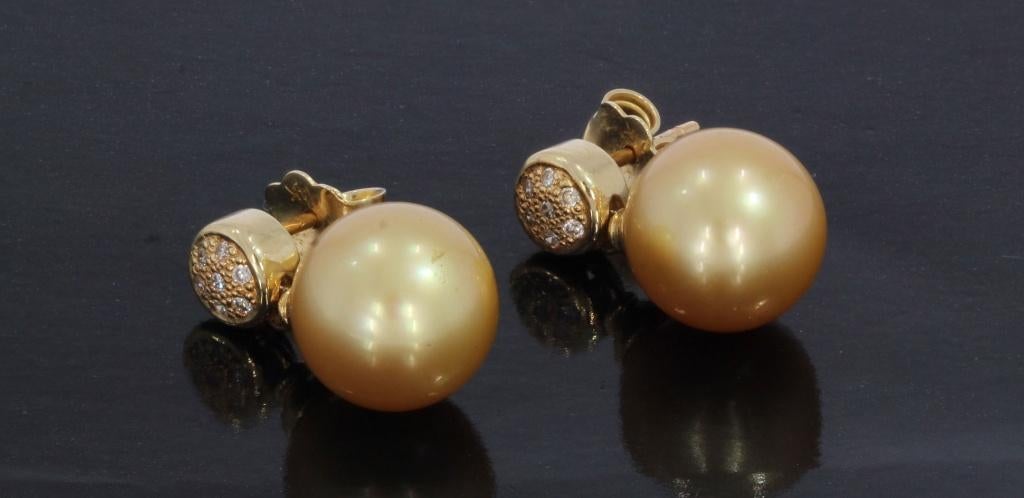 Diamanten rozet parel 14k gouden luxe set oorbellen dames, Sieraden, Tassen en Uiterlijk, Oorbellen, Hangers, Voordeelsieraden
