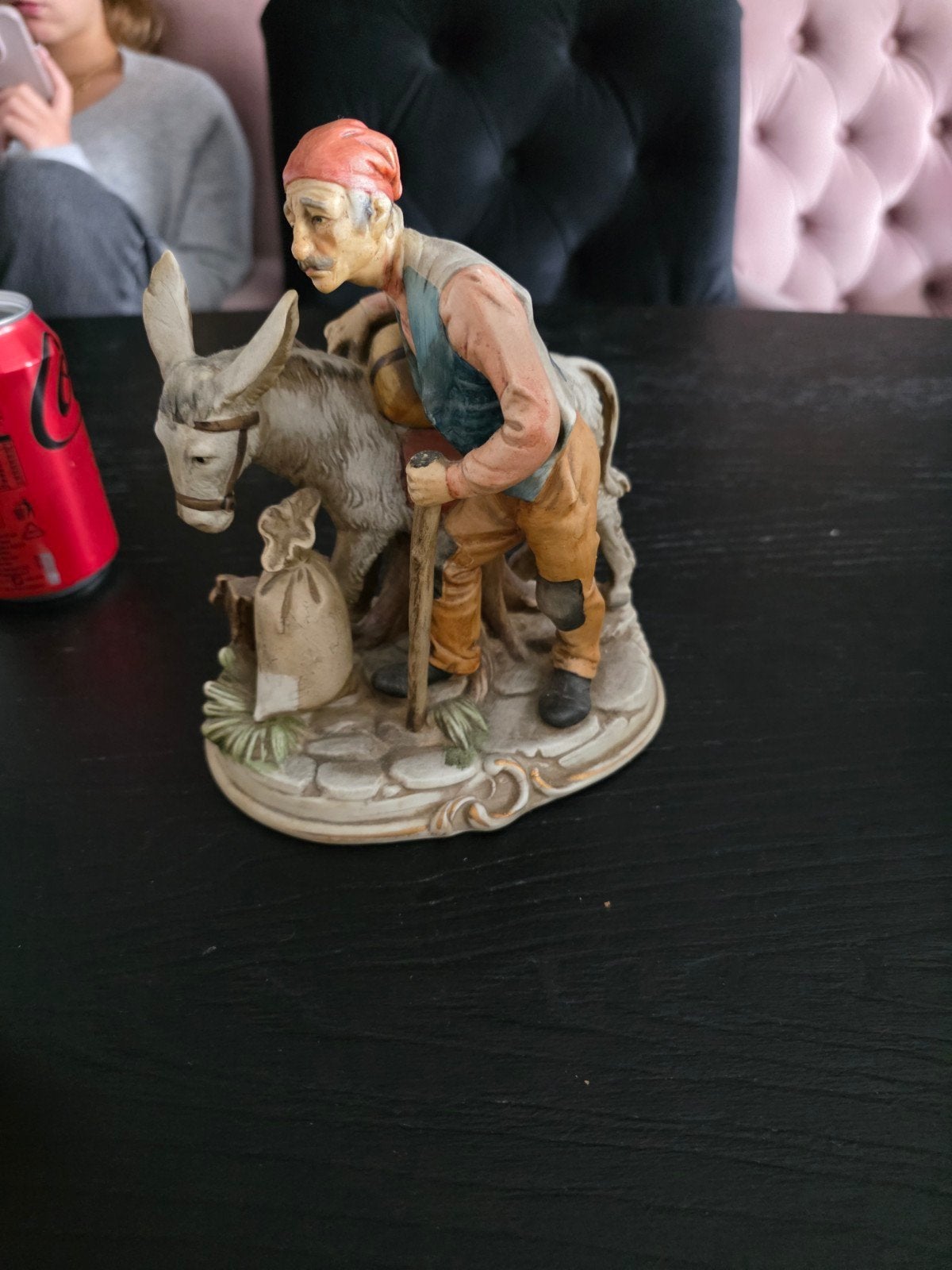 Vintage beeldje man met ezel - decoratief, Verzamelen, Ophalen of Verzenden