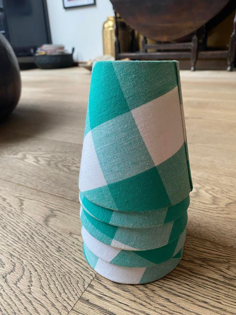 Set van 5 groene geruite lampenkapjes, Ophalen of Verzenden, Gebruikt, Groen, Overige vormen