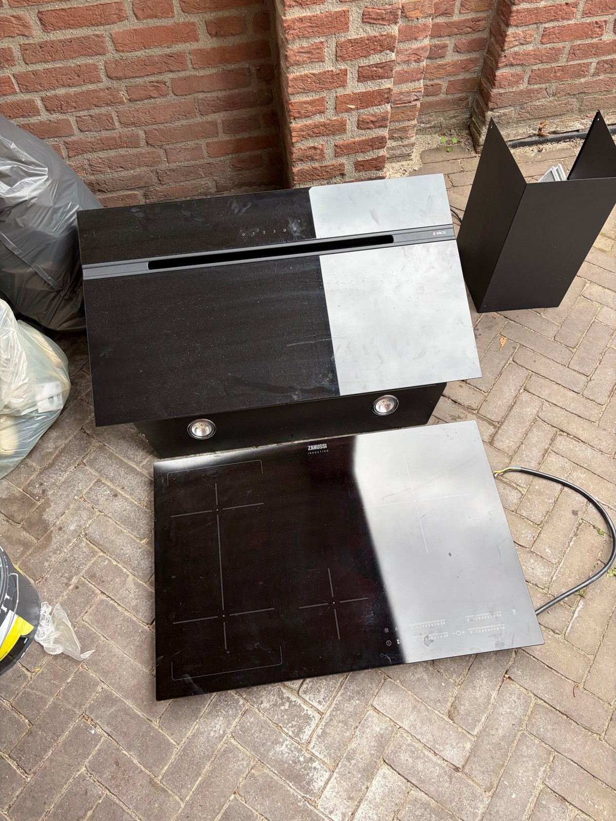 Zanussi inductie kookplaat en Elica afzuigkap, Ophalen, Gebruikt, Minder dan 85 cm, 60 cm of meer