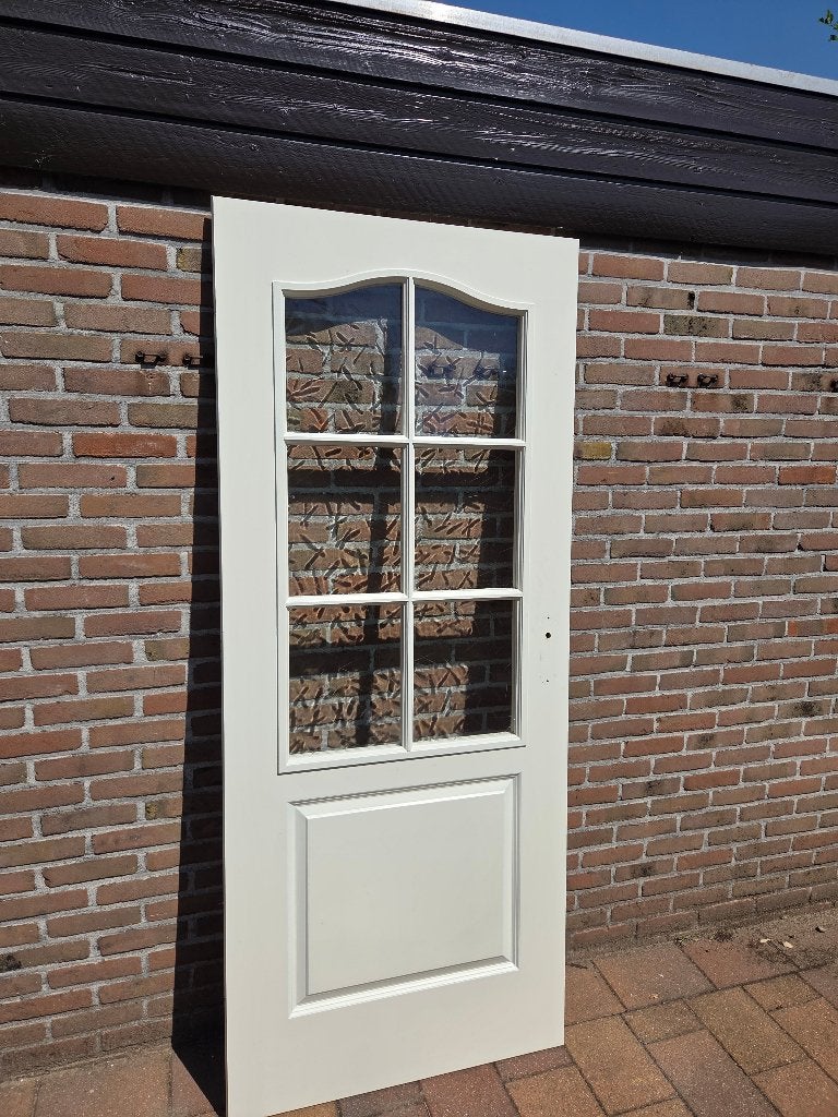 Klassieke witte binnendeur met raampjes, Ophalen, 80 tot 100 cm, Binnendeur, Zo goed als nieuw