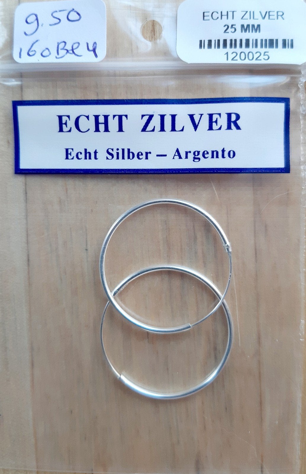 nieuwe zilveren fijne oorringen 25 mm, Hangers, Nieuw, Ophalen of Verzenden, Zilver