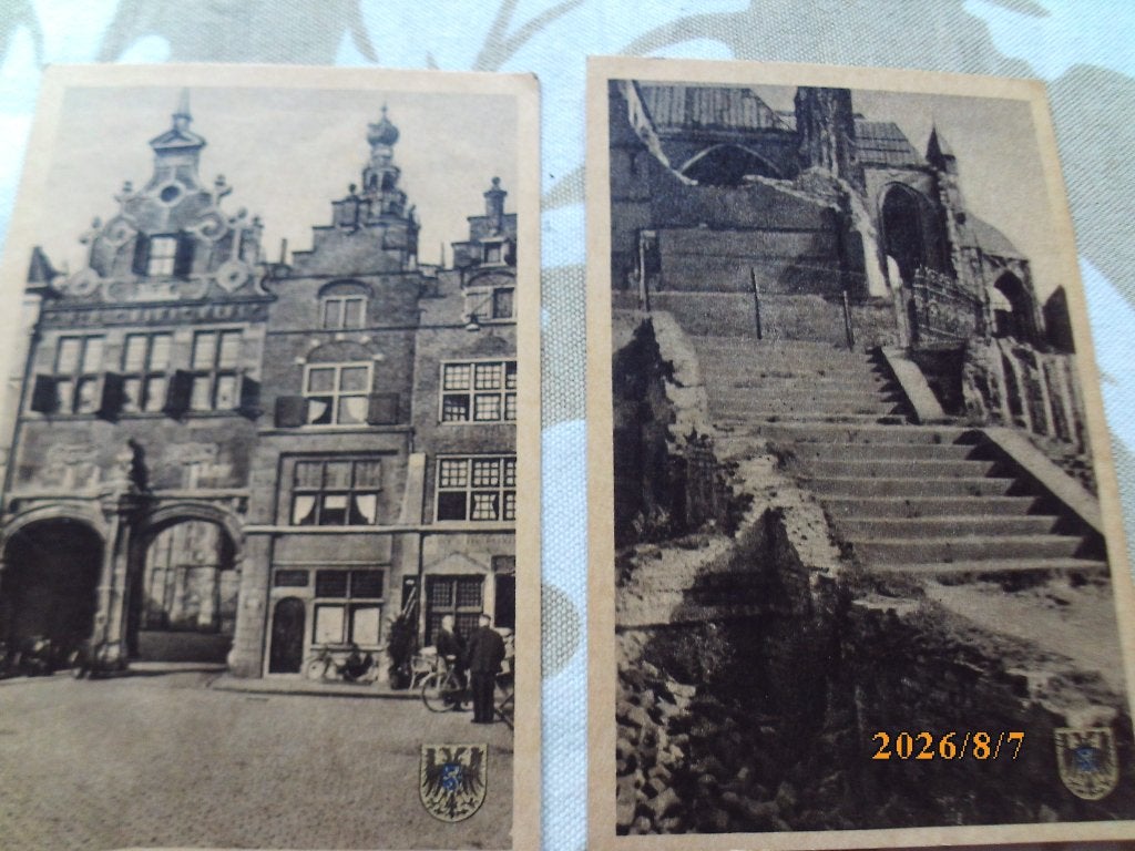 Nijmegen Oude gevels Grote Markt ongelopen + gem wapen gaaf, Ophalen of Verzenden, 1920 tot 1940, Ongelopen, Gelderland