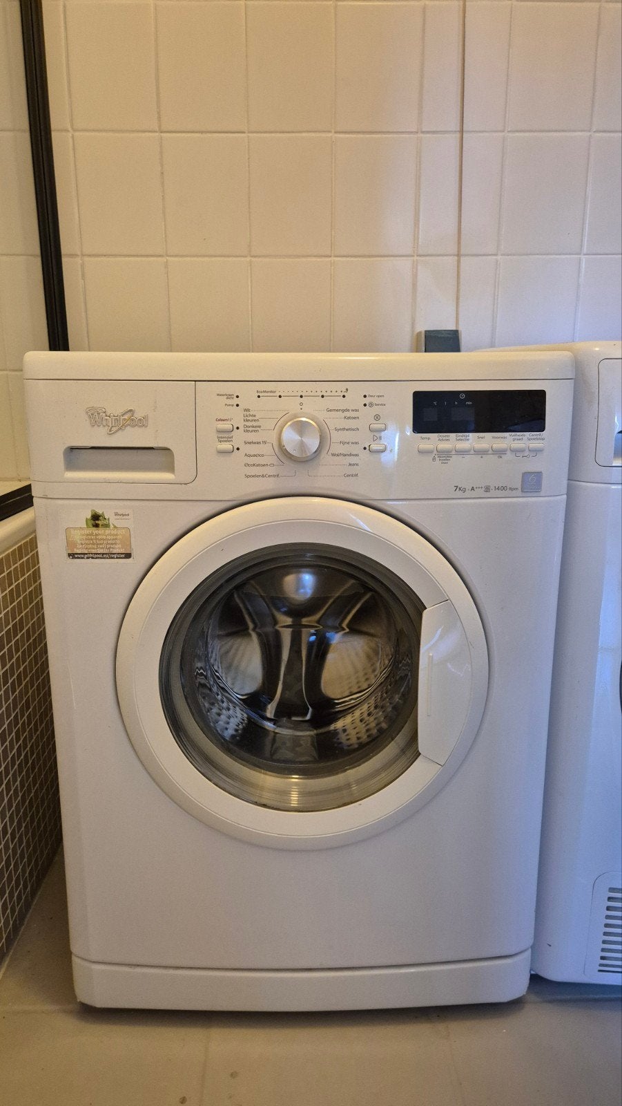 Whirlpool Wasmachine 7kg A+++ 1400 toeren, Ophalen, Gebruikt, 85 tot 90 cm, 1200 tot 1600 toeren