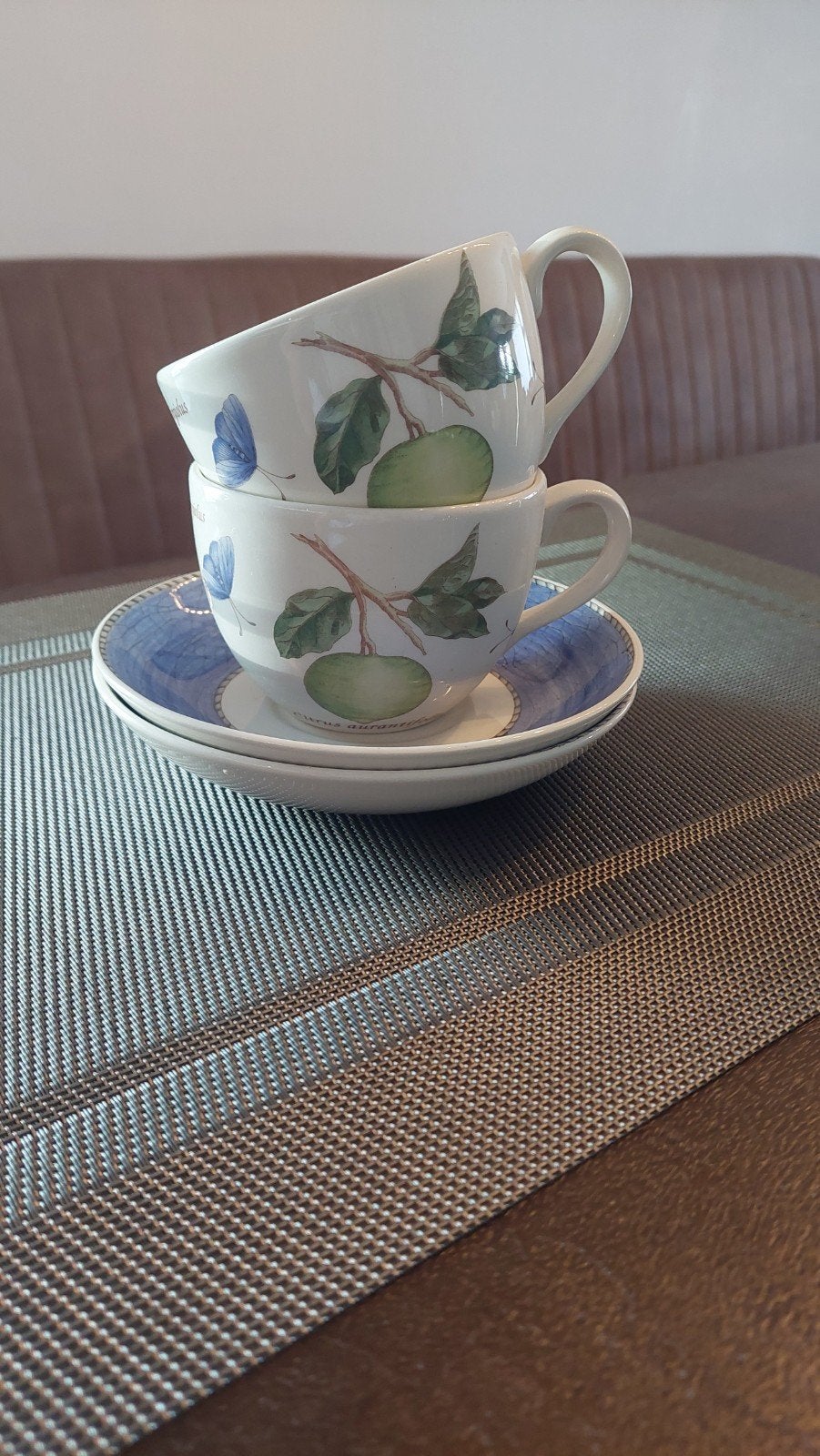 Wedgwood Sarah's Garden Kop en Schotel Set (2 stuks), Ophalen, Klassiek, Zo goed als nieuw, Kop(pen) en/of Schotel(s)