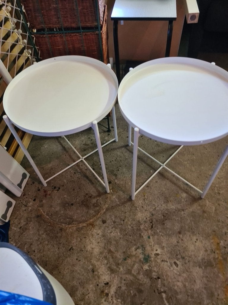 Dienbladtafels / Bijzettafels (set van 2) - Wit, Huis en Inrichting, Tafels | Bijzettafels, Minder dan 55 cm, Metaal of Aluminium