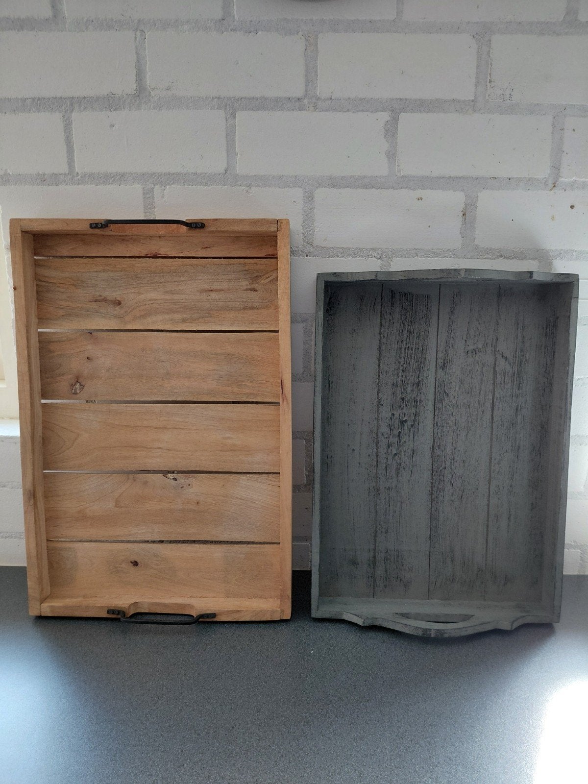 Mooie dienbladen, Ophalen, Zo goed als nieuw, Rechthoekig, Hout
