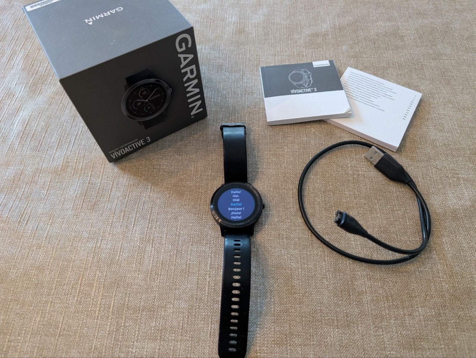 Garmin Vivoactive 3 | Nette staat | Compleet | Nieuw bandje, Zwart, Garmin, Ophalen of Verzenden, Zo goed als nieuw