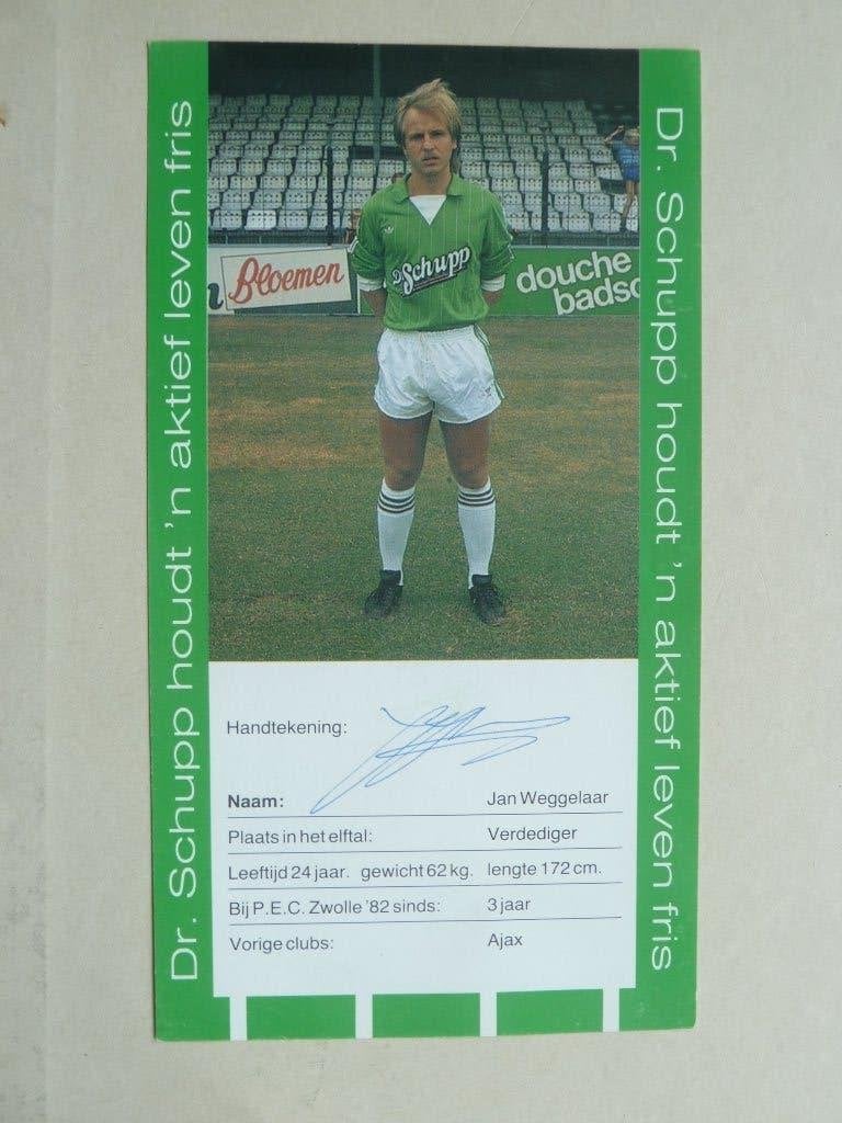 Spelerskaart. Jan.Weggelaar. PEC Zwolle. 1985/1986, Ophalen of Verzenden, Zo goed als nieuw, Overige binnenlandse clubs, Spelerskaart