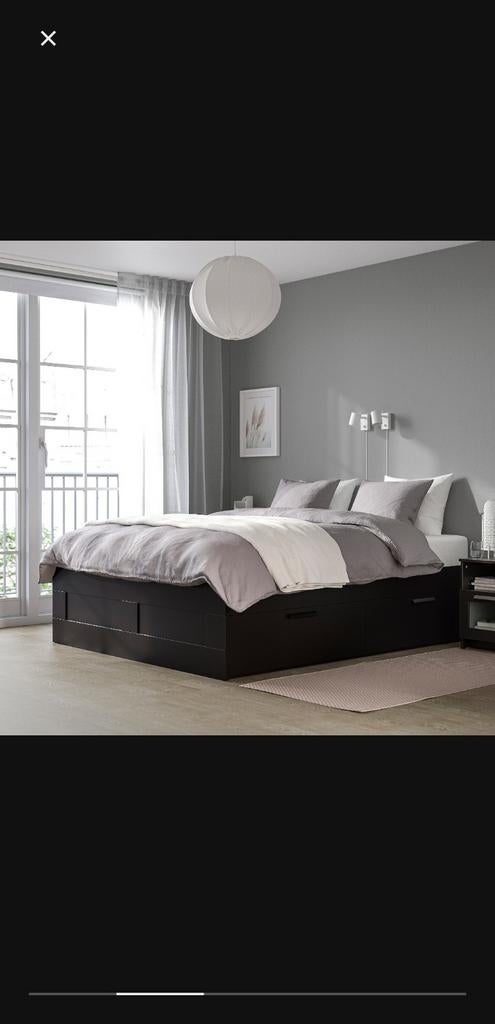 Zwart tweepersoonsbed opberglades 140x200 auping spiraalbode, Huis en Inrichting, Slaapkamer | Bedden, Ophalen, Gebruikt, Zwart