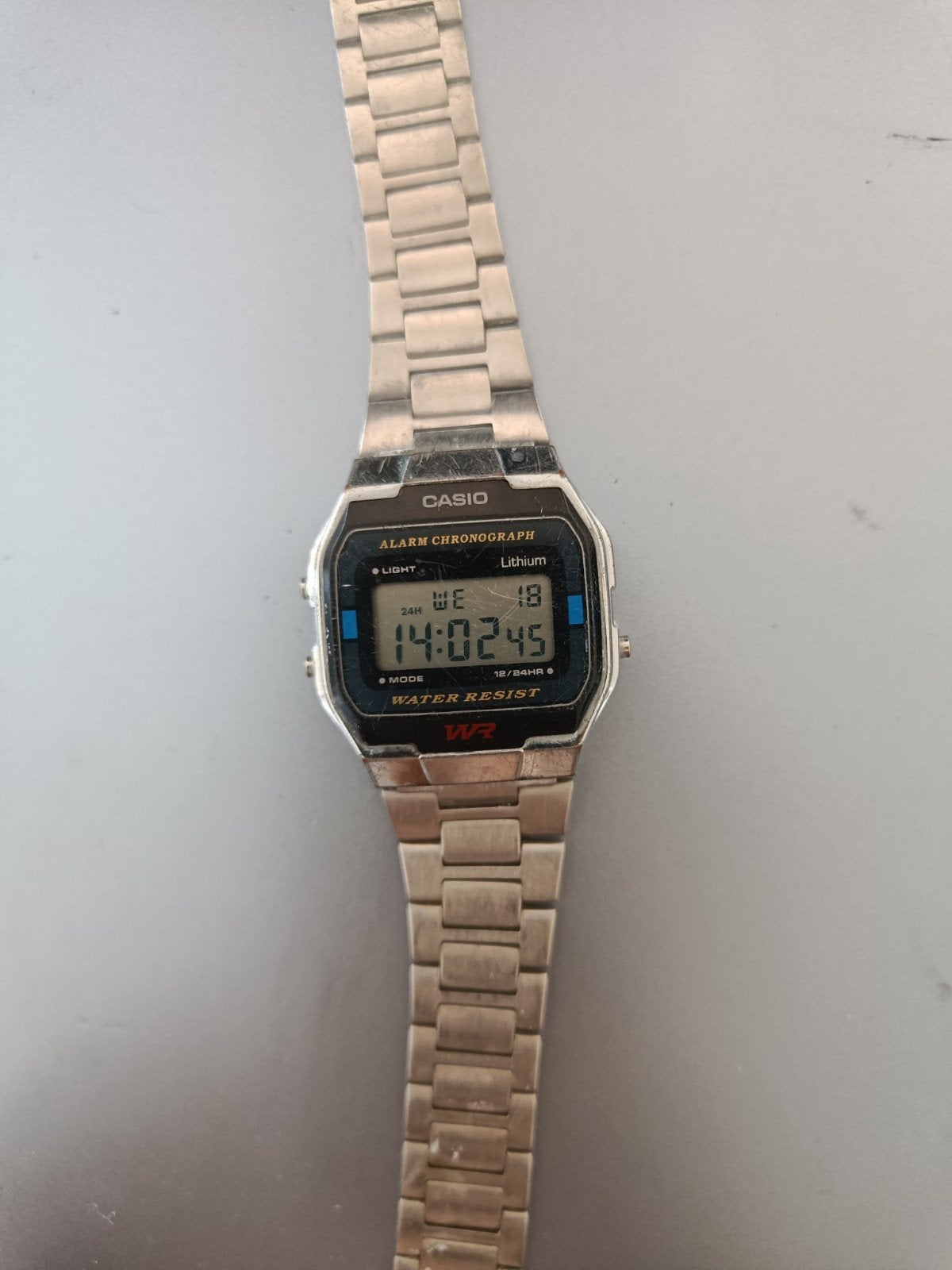 Casio zilver alarm chronograph water resistant, Sieraden, Tassen en Uiterlijk, Horloges | Dames, Ophalen of Verzenden, Staal, Overige merken