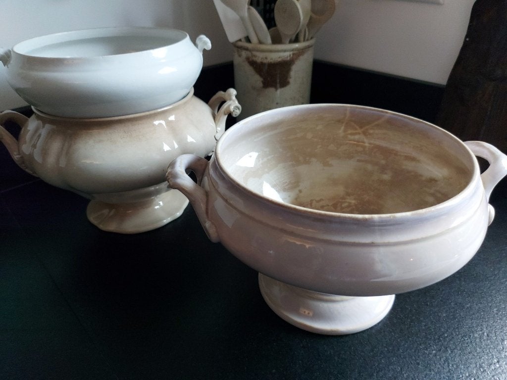 Zwaar beboterde terrine Gien France, Ophalen of Verzenden