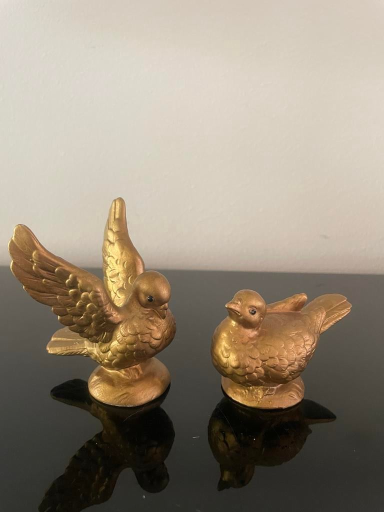 Set van 2 gouden vogels - decoratie 5 /7  cm hoog, Ophalen of Verzenden, Zo goed als nieuw, Dier