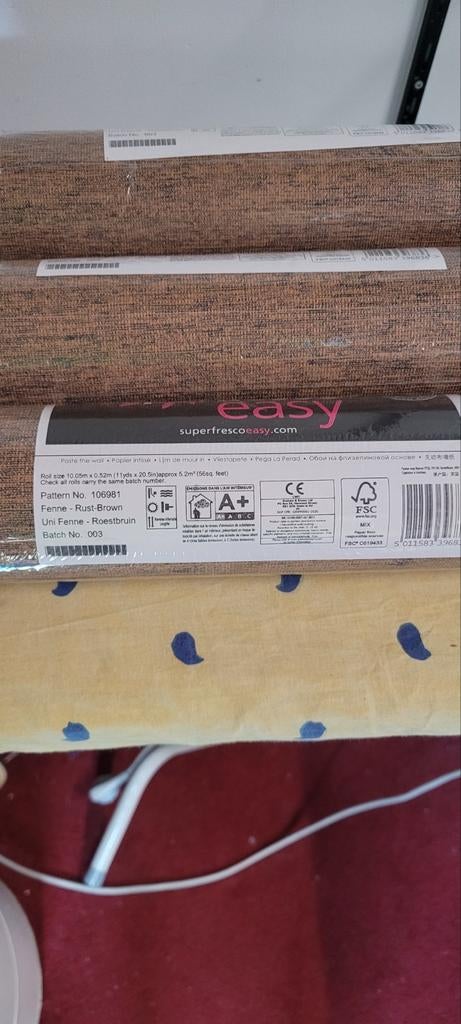 3 rollen Superfresco Easy Uni Fenne Roestbruin Behang, Ophalen of Verzenden, 10 tot 25 m², Bruin