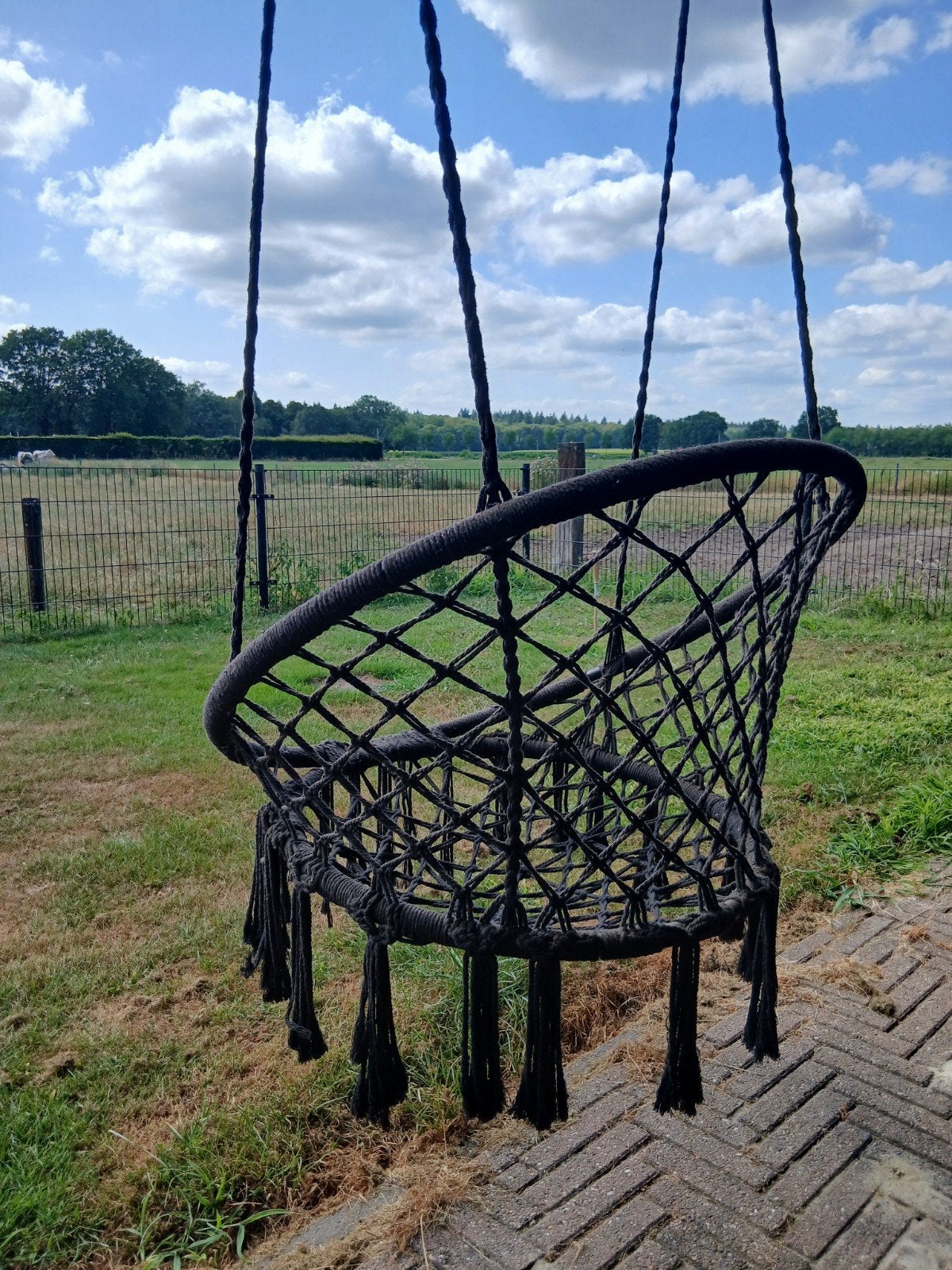 Leuke zwarte hangstoel voor binnen of buiten, Ophalen, Gebruikt, Overige materialen