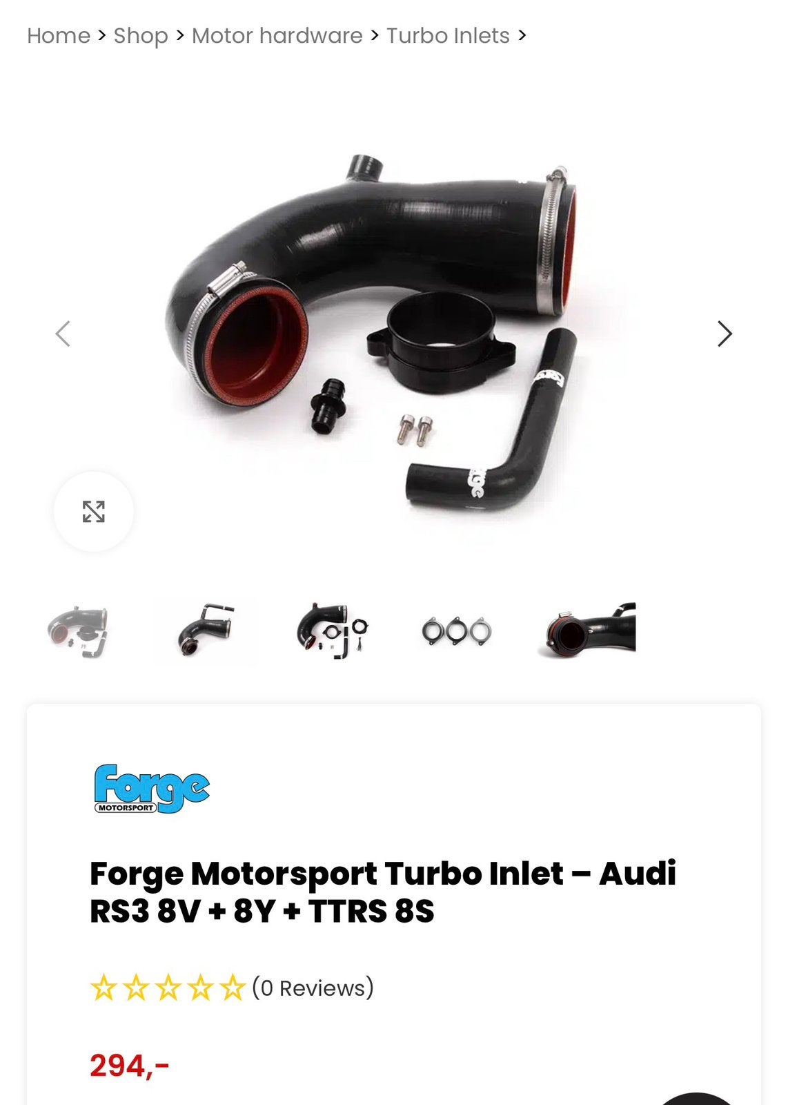 Forge Motorsport Turbo Inlet – Audi RS3 8V + 8Y + TTRS 8S, Ophalen of Verzenden, Zo goed als nieuw, Verlichtingsset