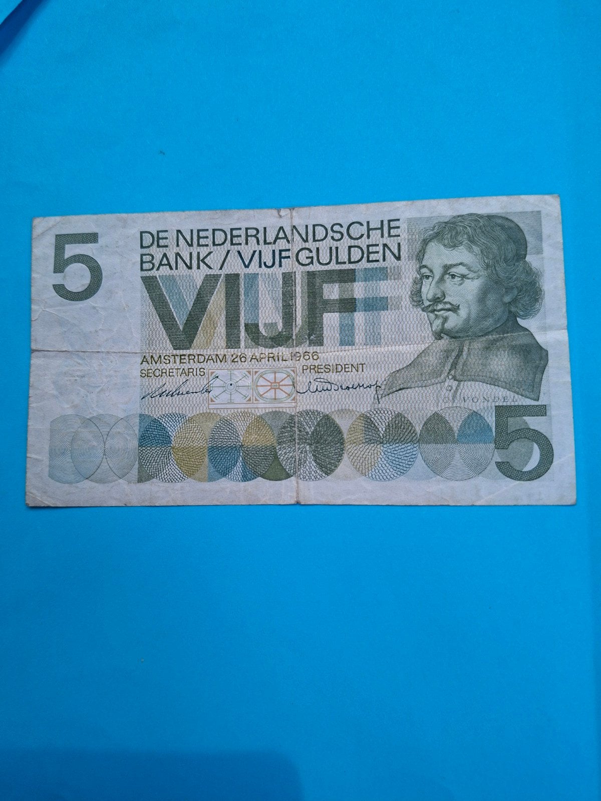 5 gulden Vondel I uit 1966 speciaaltje in ZF, Ophalen of Verzenden, 5 gulden, Los biljet