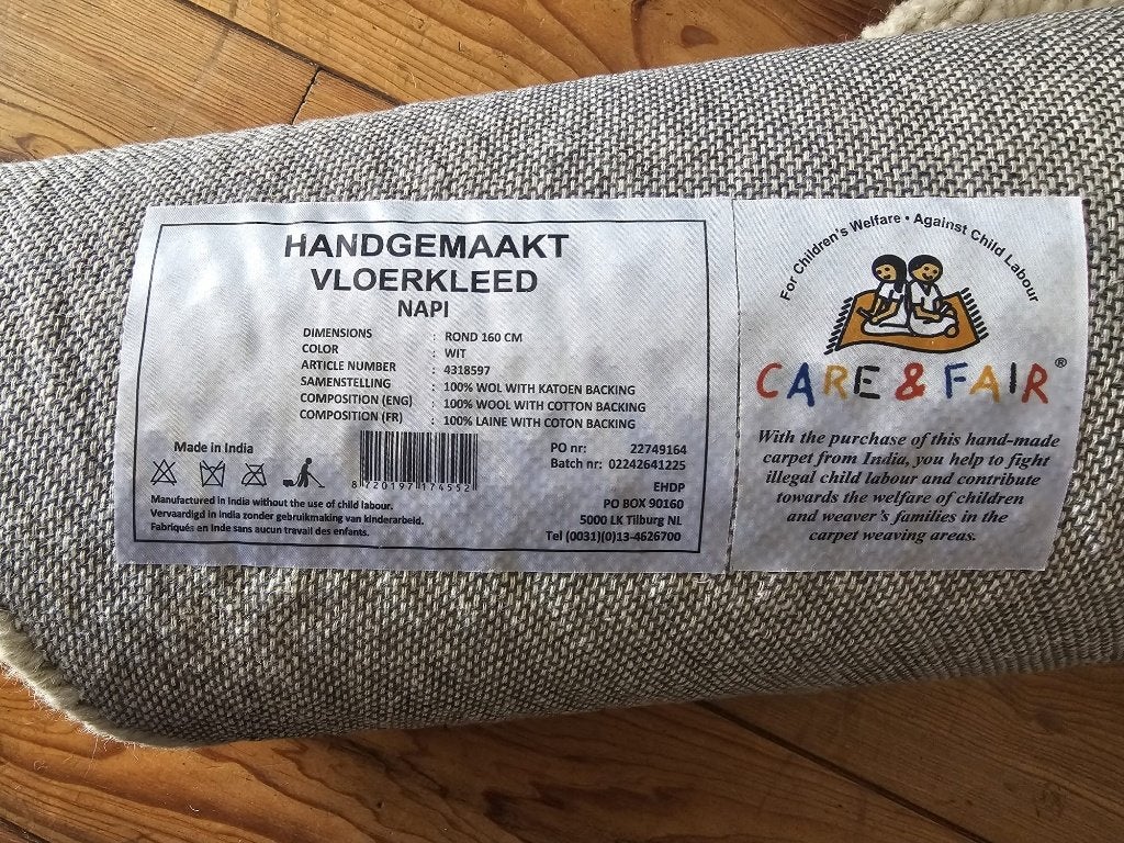 rond vloerkleed 160cm, Wit, 150 tot 200 cm, Rond, Ophalen of Verzenden