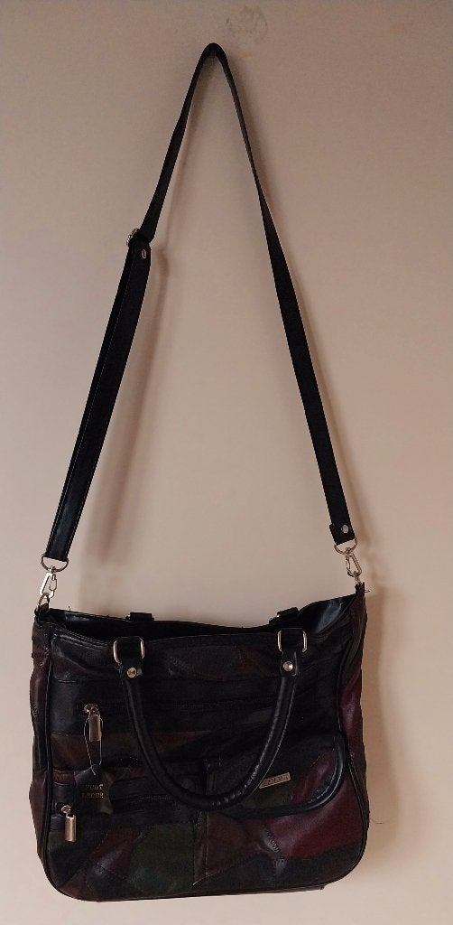 Leren handtas/schoudertas met patchwork design, Ophalen of Verzenden, Zo goed als nieuw, Overige kleuren, Handtas
