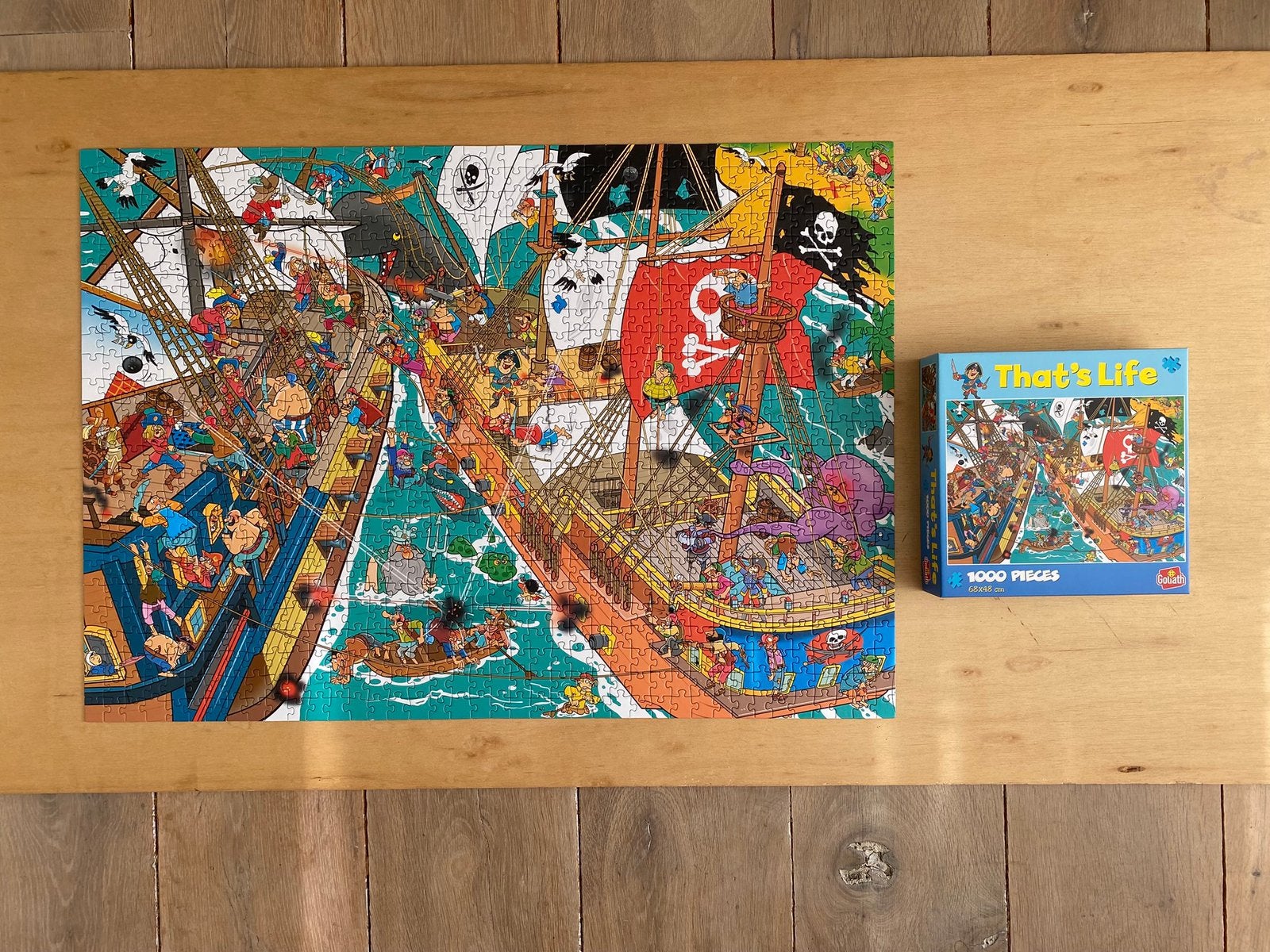 puzzel piraat piraten piratenschip 1000 stukjes, Ophalen, 500 t/m 1500 stukjes, Zo goed als nieuw