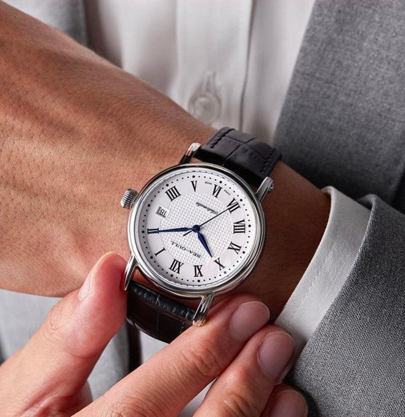 Sea-Gull Automatisch Horloge met Leren Band, Ophalen of Verzenden, Nieuw, Leer, Overige merken