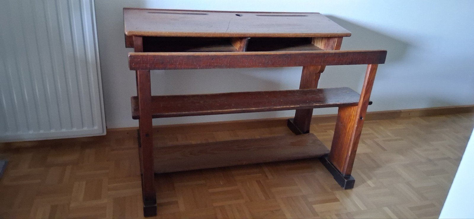 schoolbank/lessenaar, Ophalen, Gebruikt, Hout, Brocante