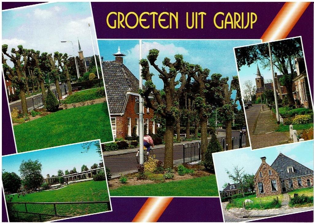 Ansichtkaart Garijp, 5-luik, kerk, boerderij, school, Verzamelen, Ophalen of Verzenden, 1980 tot heden, Ongelopen, Friesland