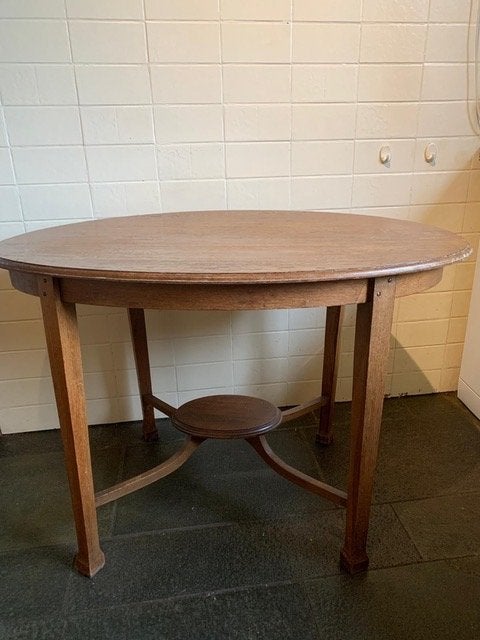 Vintage houten ovale tafel, Antiek en Kunst, Ophalen