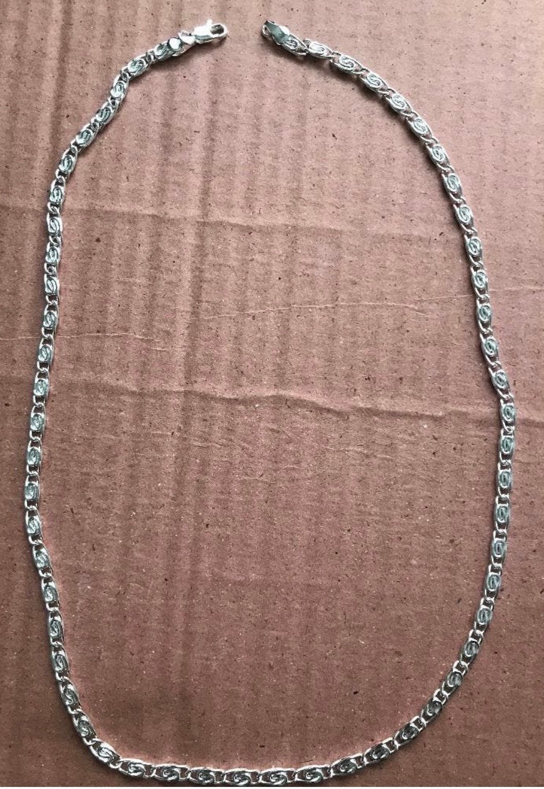 Nieuwe Tibetaans zilveren platte schakel ketting 60 cm, Ophalen of Verzenden, Nieuw, Zilver, Zilver