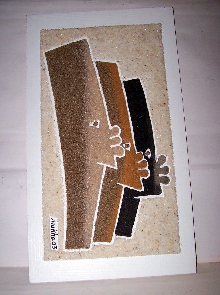 Prachtig kunstwerk in reliëf van kristalletjes op hout. Izgs, Ophalen of Verzenden