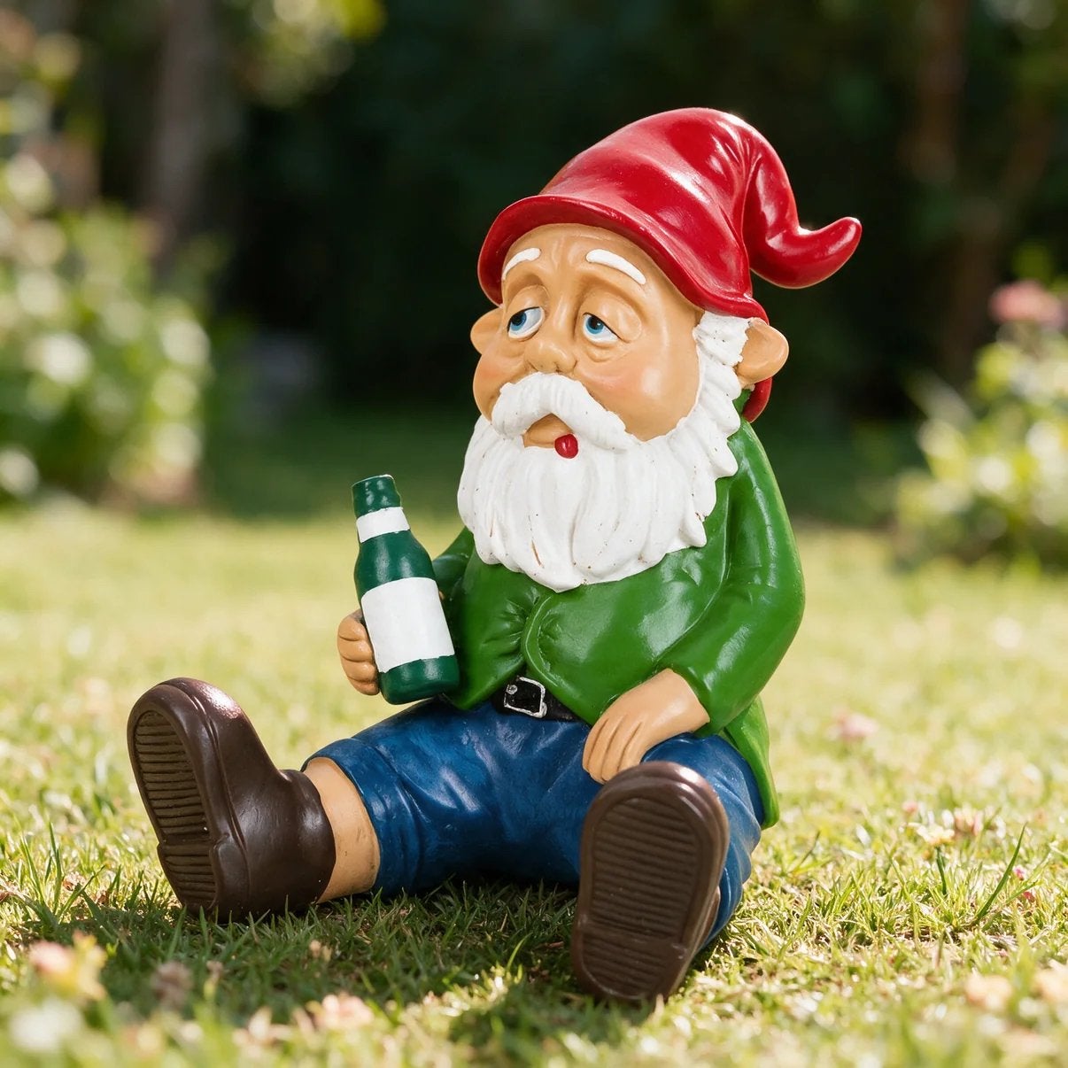 Dronken Tuinkabouter met Bier - Grappig Cadeau, Ophalen of Verzenden, Zo goed als nieuw, Kunststof