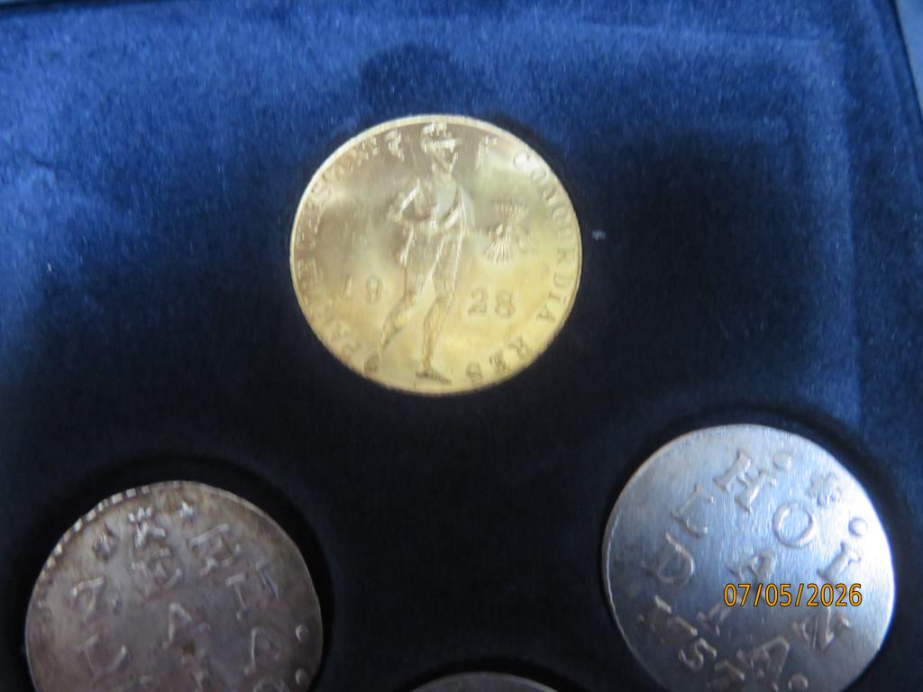 No.445- Coopmans Collectie Goud,Ducaat 1928 + 3x Stuiver, Setje, Koningin Wilhelmina, Goud, Overige waardes