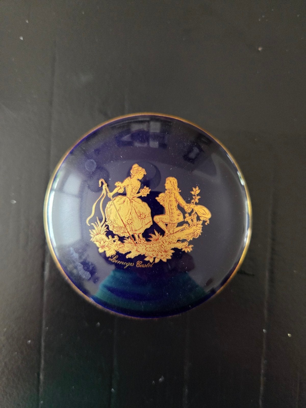 Limoges Castel Kobaltblauw Porseleinen Item 22K Goud, Ophalen of Verzenden