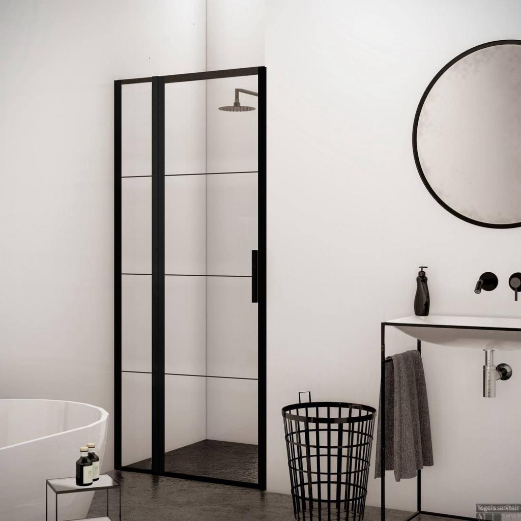 Zwarte Douchedeur 90x200 – Mat Zwart – Nieuw – Luxe Design, Ophalen of Verzenden, Zo goed als nieuw