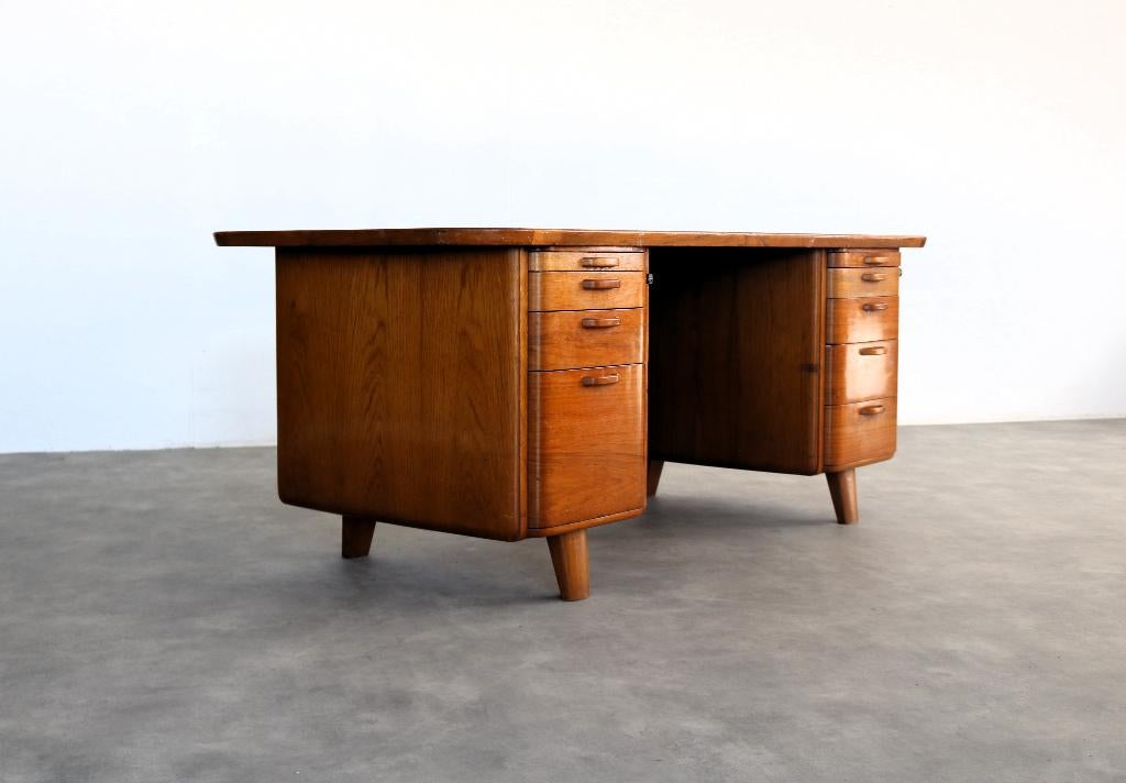 vintage XL bureau | teak | jaren 60 | Zweeds, Gebruikt, Ophalen of Verzenden, ., .