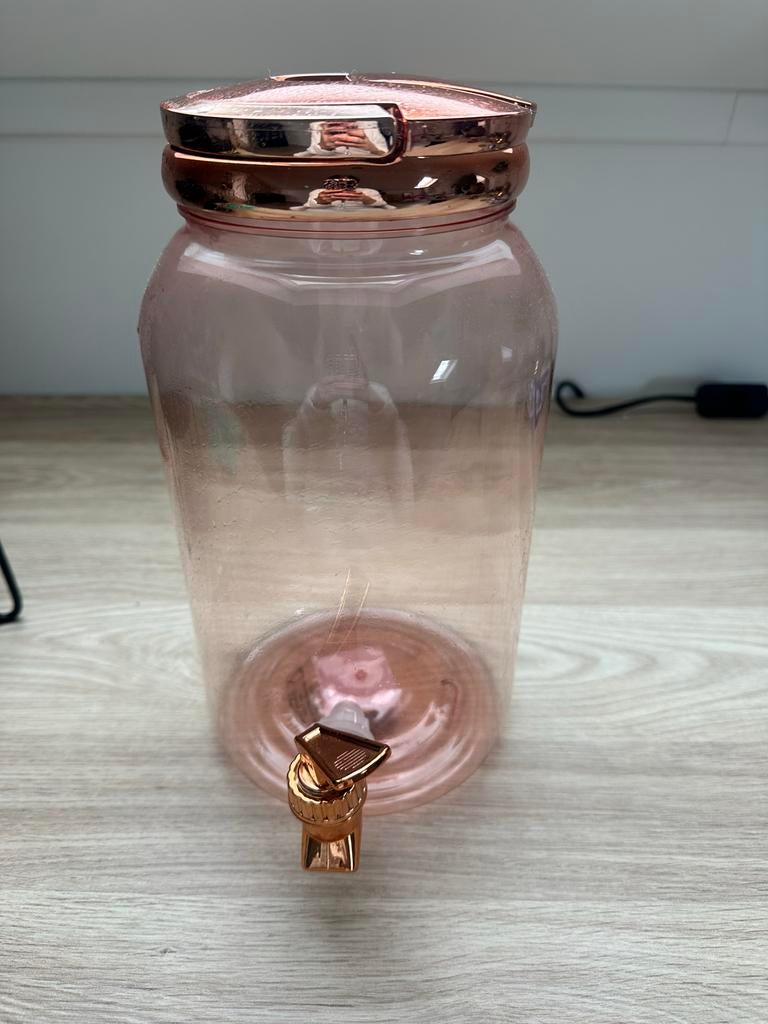 Plastic drankdispenser met kraantje - Roségoud, Ophalen, Zo goed als nieuw