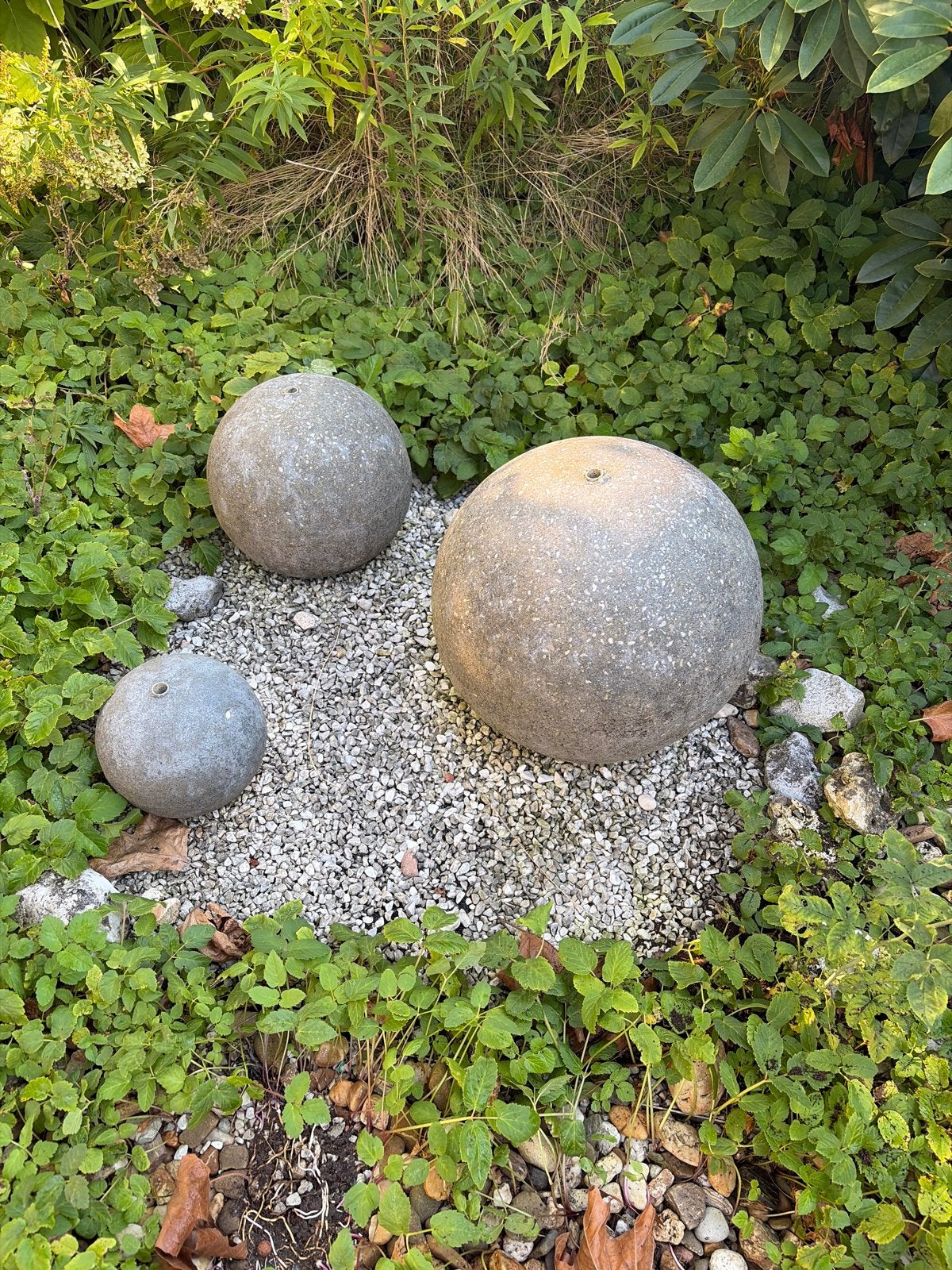 Set van 3 stenen waterornamenten -zelf uitgraven), Ophalen, Gebruikt, Graniet, Waterornament