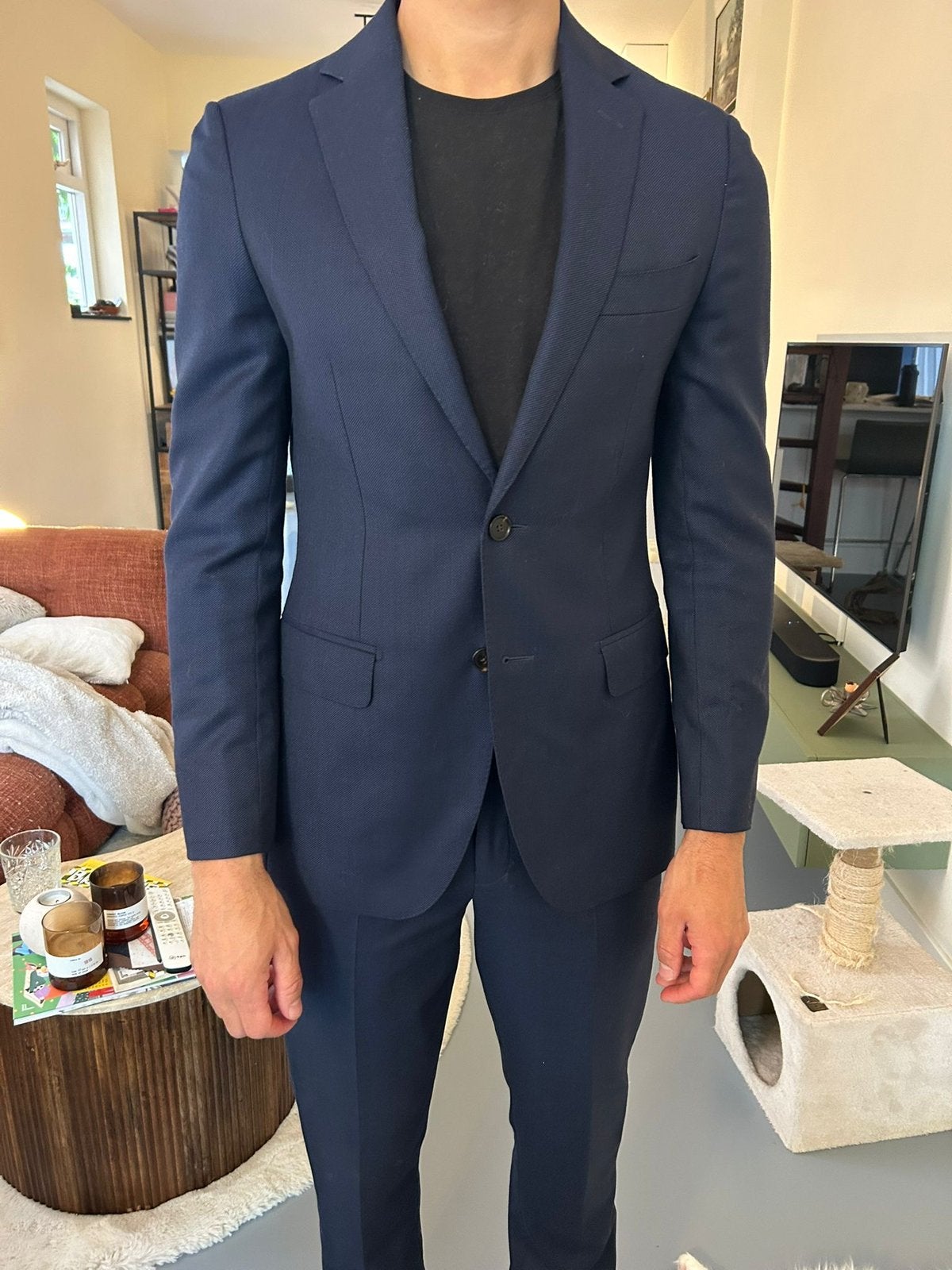 Donkerblauwe pak - maat 46 Suitsupply, Kleding | Heren, Kostuums en Colberts, Ophalen, Zo goed als nieuw, Maat 46 (S) of kleiner
