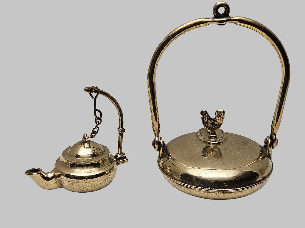 Antieke messing Olielamp / Weverslamp, Antiek en Kunst, Ophalen of Verzenden, Koper
