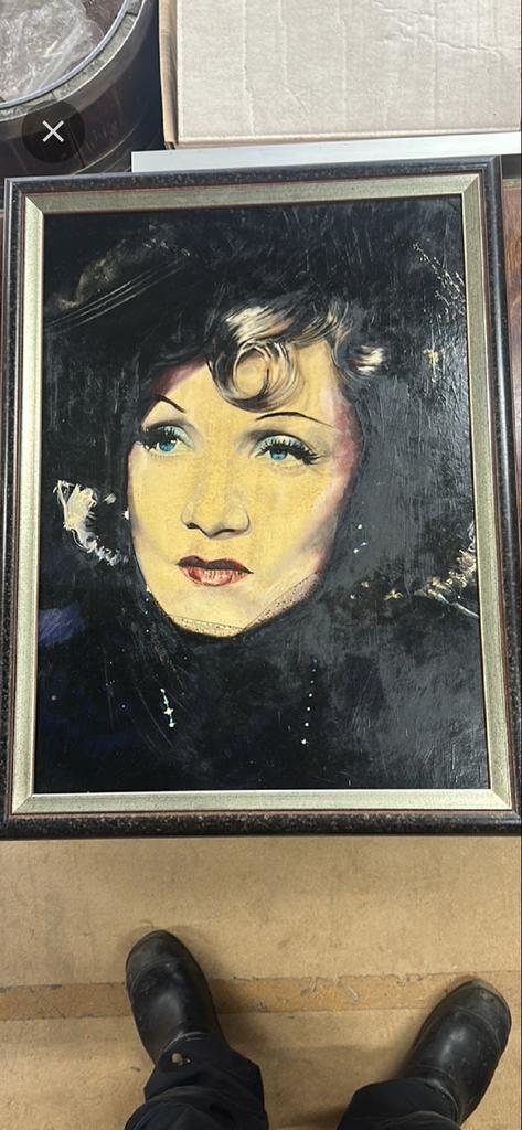 Vintage Portret Schilderij Marlene Dietrich, Antiek en Kunst, Ophalen of Verzenden